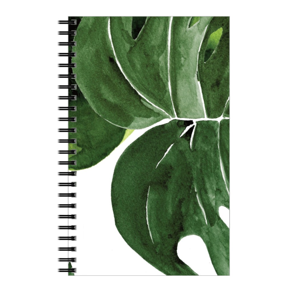 Monstera Tropical Leaves - Green Notebook, 5x8, Green