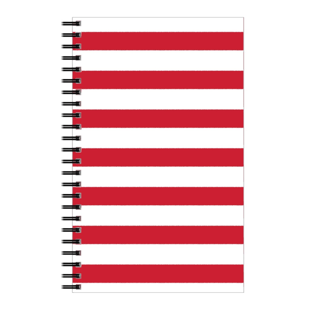 Stripes - Red and White Notebook, 5x8, Red, Red