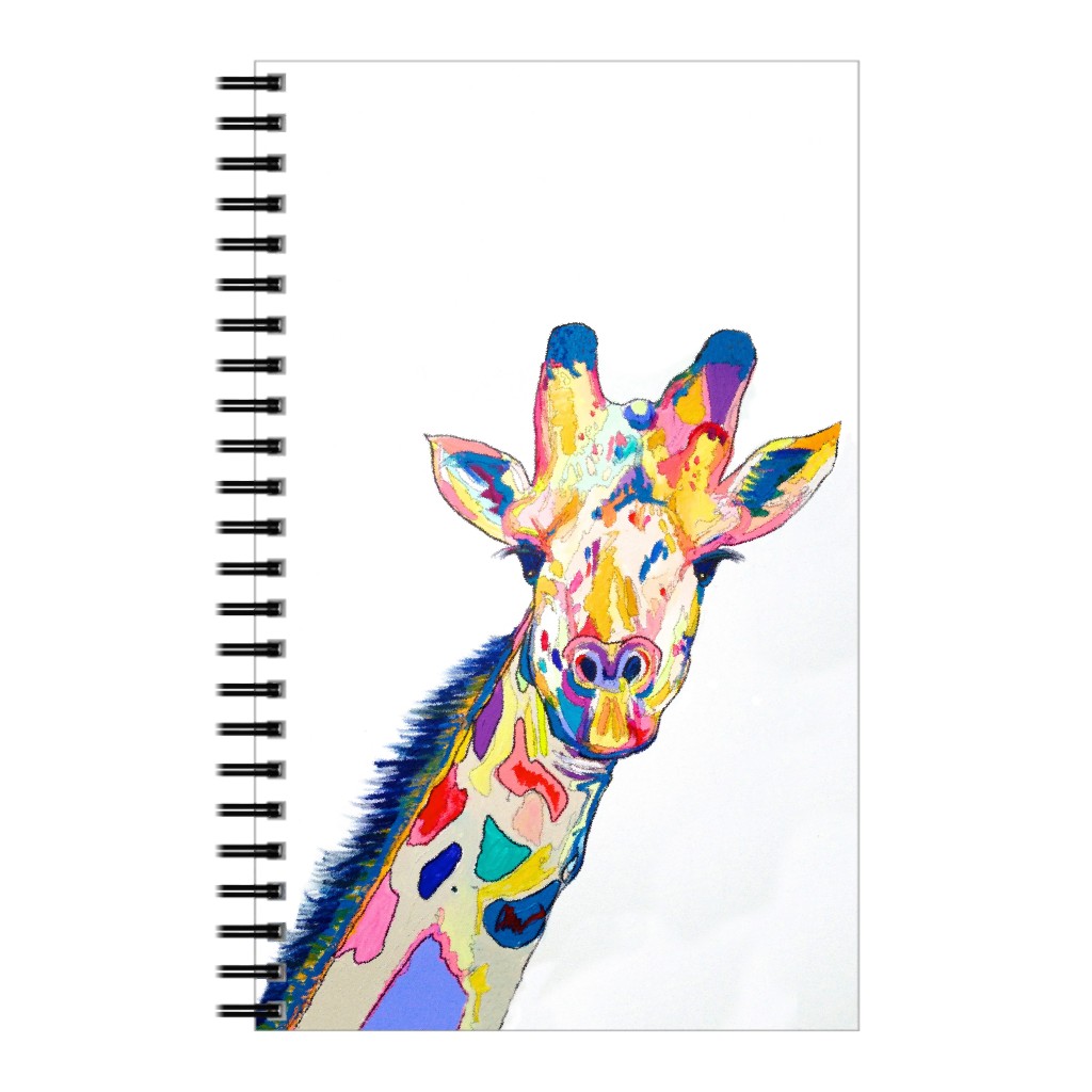 the Painted Giraffe - Multi on White Notebook, 5x8, Multicolor
