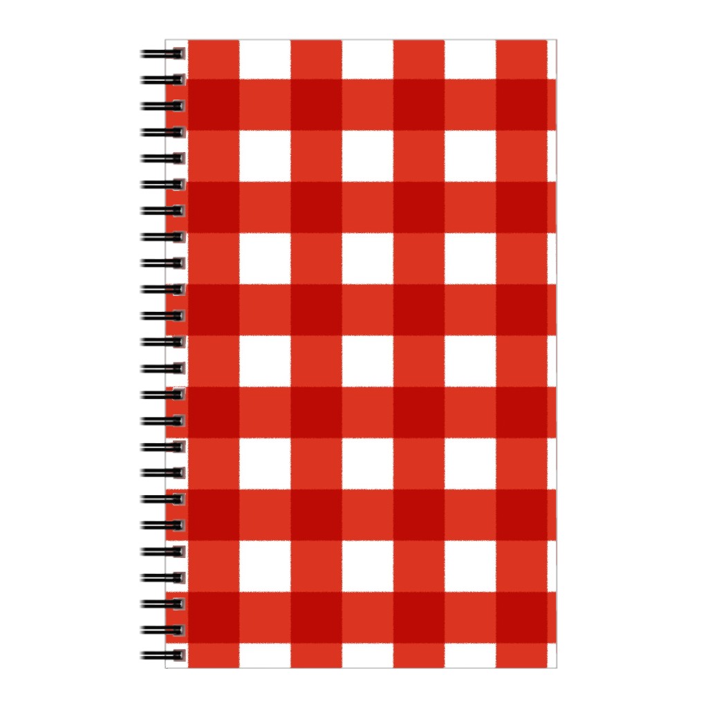 Gingham Plaid Check Notebook, 5x8, Red, Red