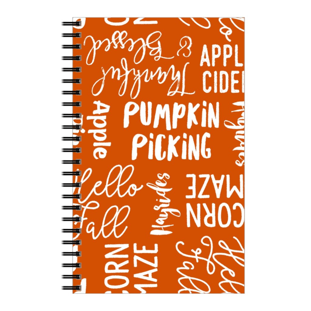 Favorite Things of Fall - Fall Words on Cider Notebook, 5x8, Orange, Orange