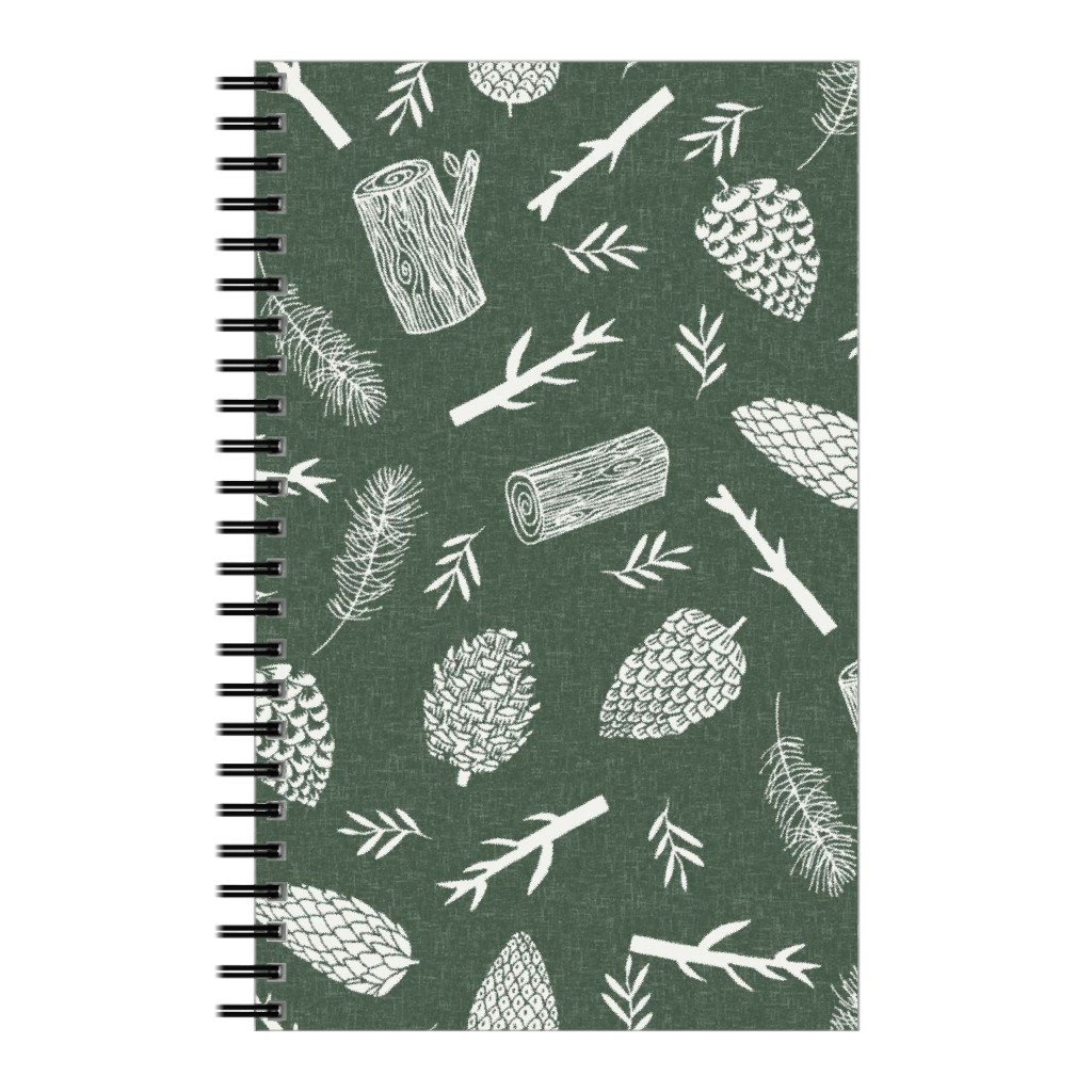 Pinecones - Hunter Green Notebook, 5x8, Green