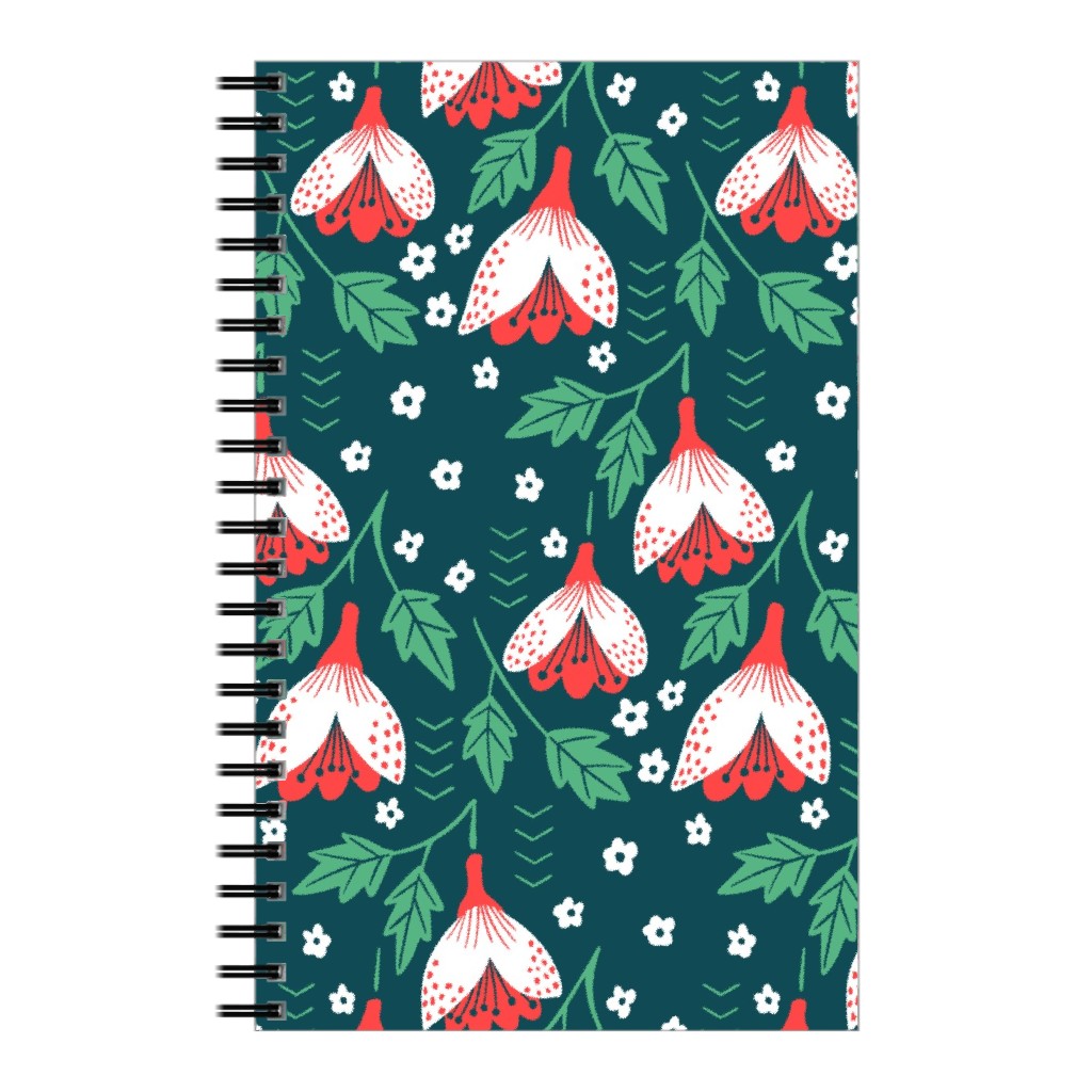 Christmas Flowers Notebook, 5x8, Green