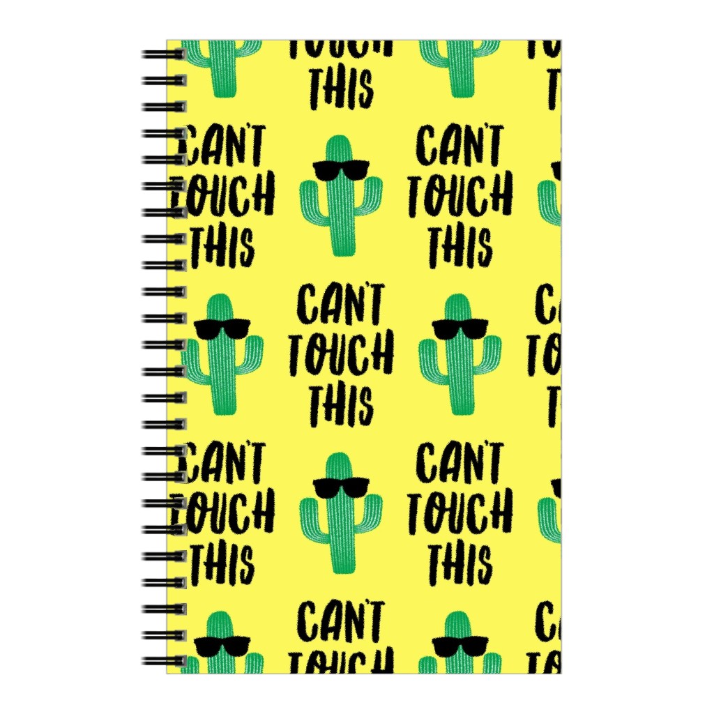 Can't Touch This - Cactus With Sunnies - Yellow Notebook, 5x8, Yellow