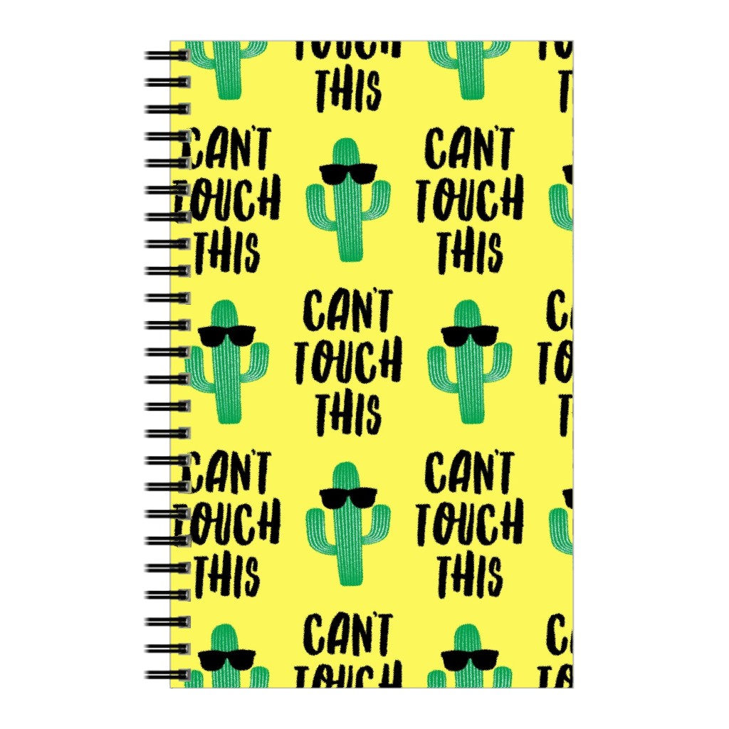 Can't Touch This - Cactus With Sunnies - Yellow Notebook, 5x8, Yellow, Classic Yellow