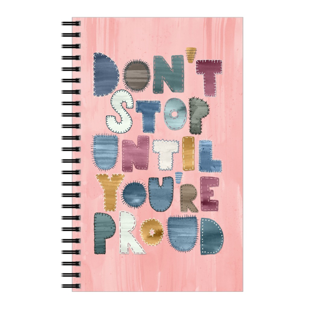 Don't Stop, Motivational Quote Notebook, 5x8, Pink