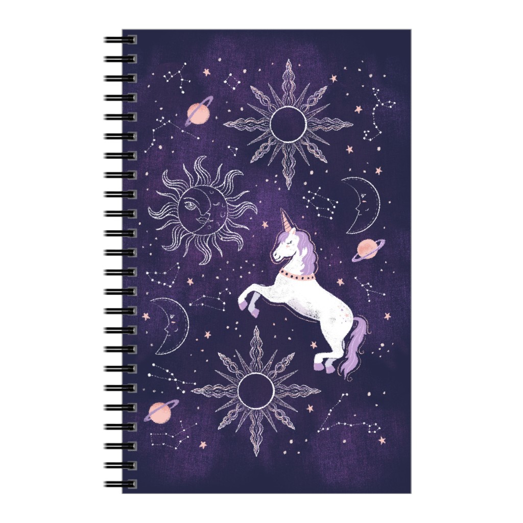 Unicorn Zodiac Notebook, 5x8, Purple, Purple