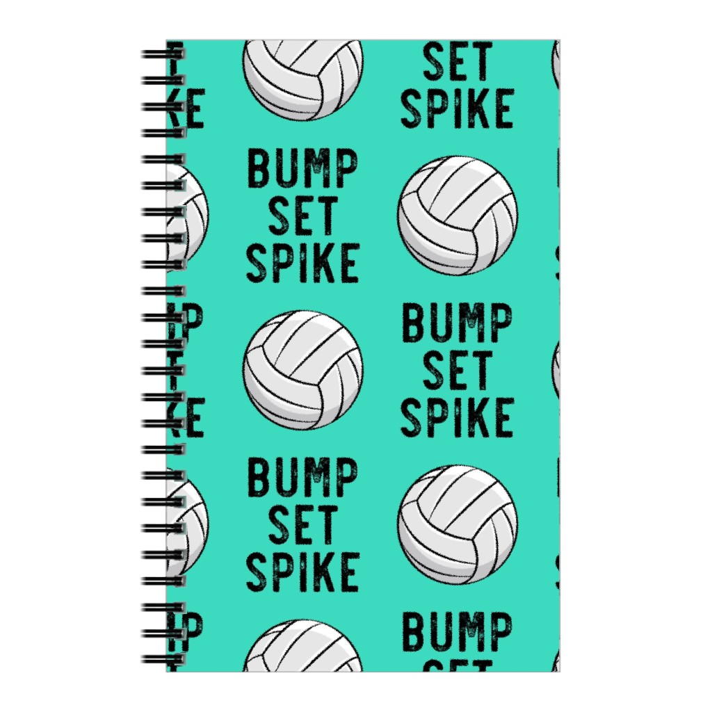 Bump Set Spike Volleyball Notebook, 5x8, Green, Sea Glass