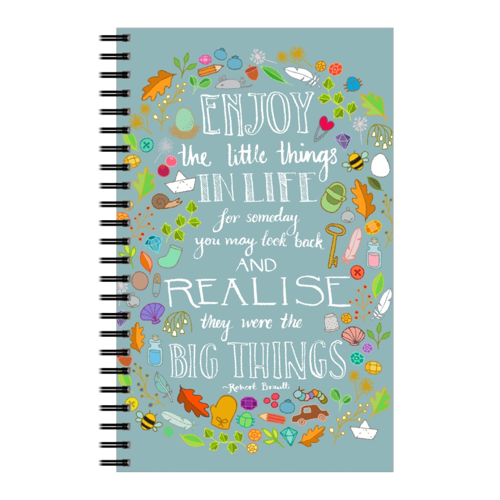 Enjoy the Little Things - a Quote Notebook, 5x8, Blue, Cool Gray