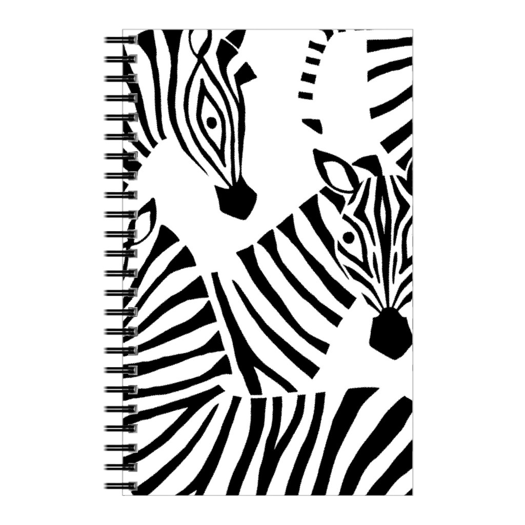 Zebras - Black & White Notebook, 5x8, Black
