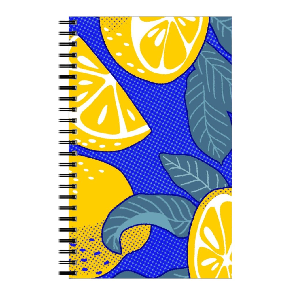 Lemons Pop Art - Blue and Yellow Notebook, 5x8, Yellow