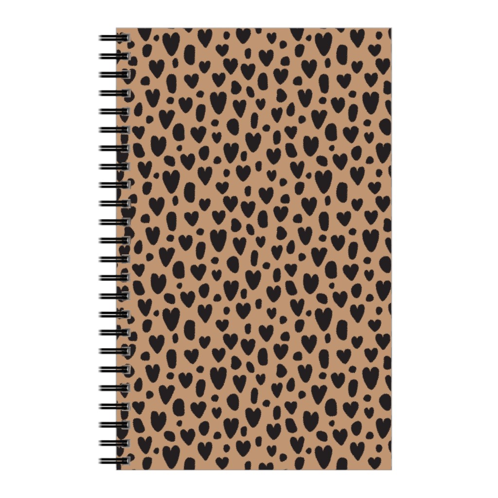 Leopard Hearts - Brown Notebook, 5x8, Brown