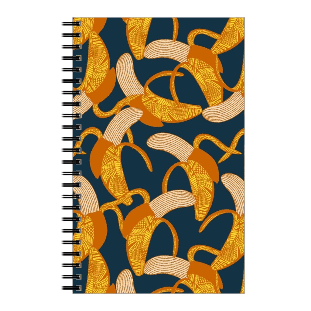 Peeled Banana - Yellow on Navy Notebook, 5x8, Yellow, Classic Yellow