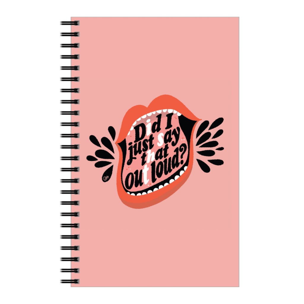 Did I Just Say That Out Loud Notebook, 5x8, Pink, Bright Pink