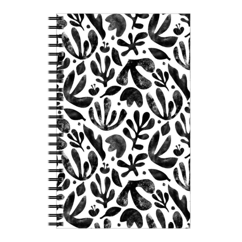 Flower Cutouts - Neutral Notebook, 5x8, Black, Black