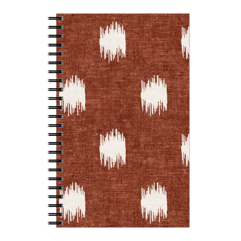 Ikat Polka Dots - Rust Notebook, 5x8, Red, Red