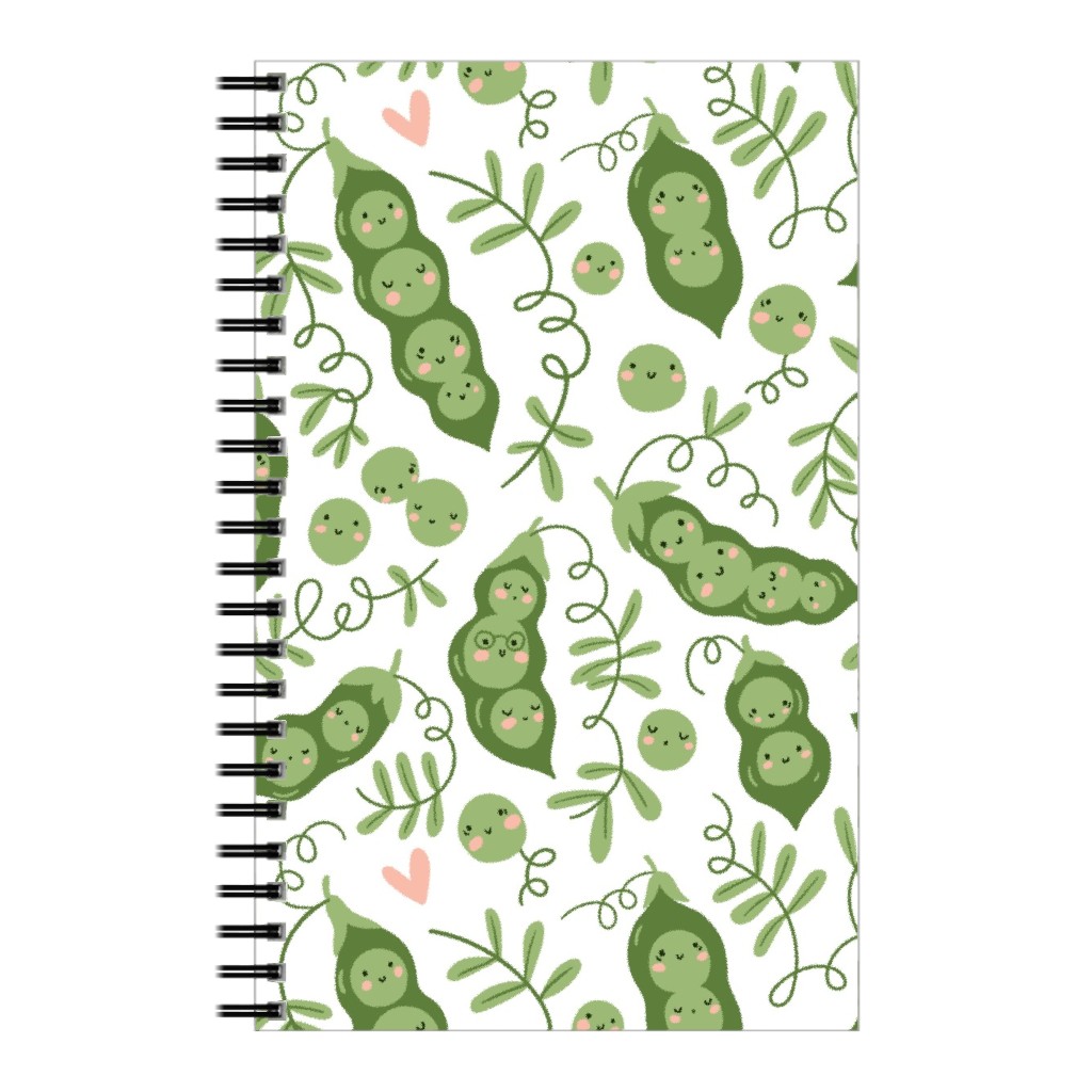 Cute Peas - Green Notebook, 5x8, Green