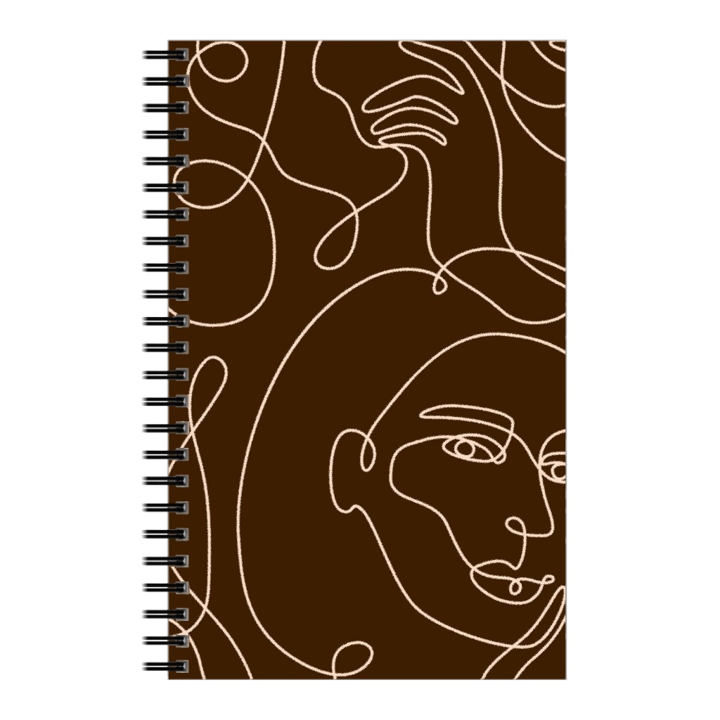 Hand Drawn Women Notebook, 5x8, Brown