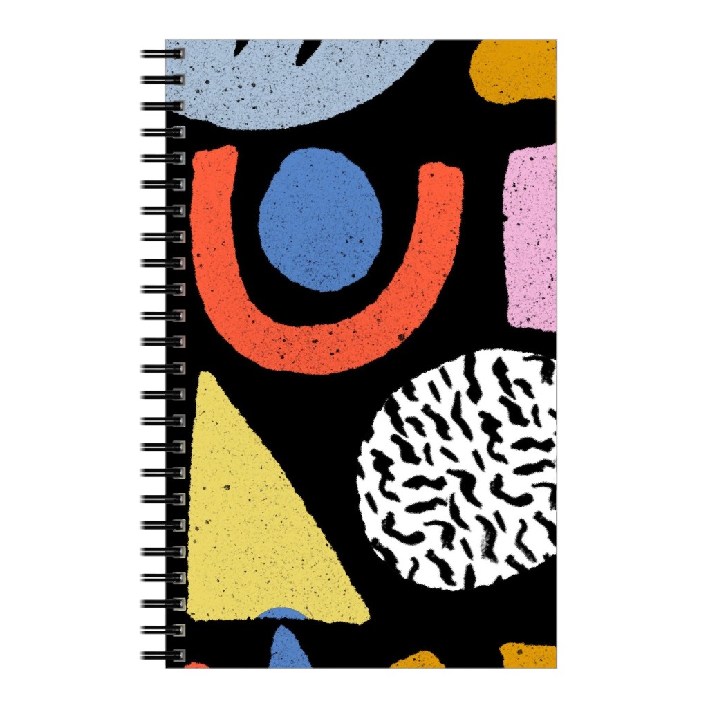 Happy Blocks Notebook, 5x8, Multicolor, Black