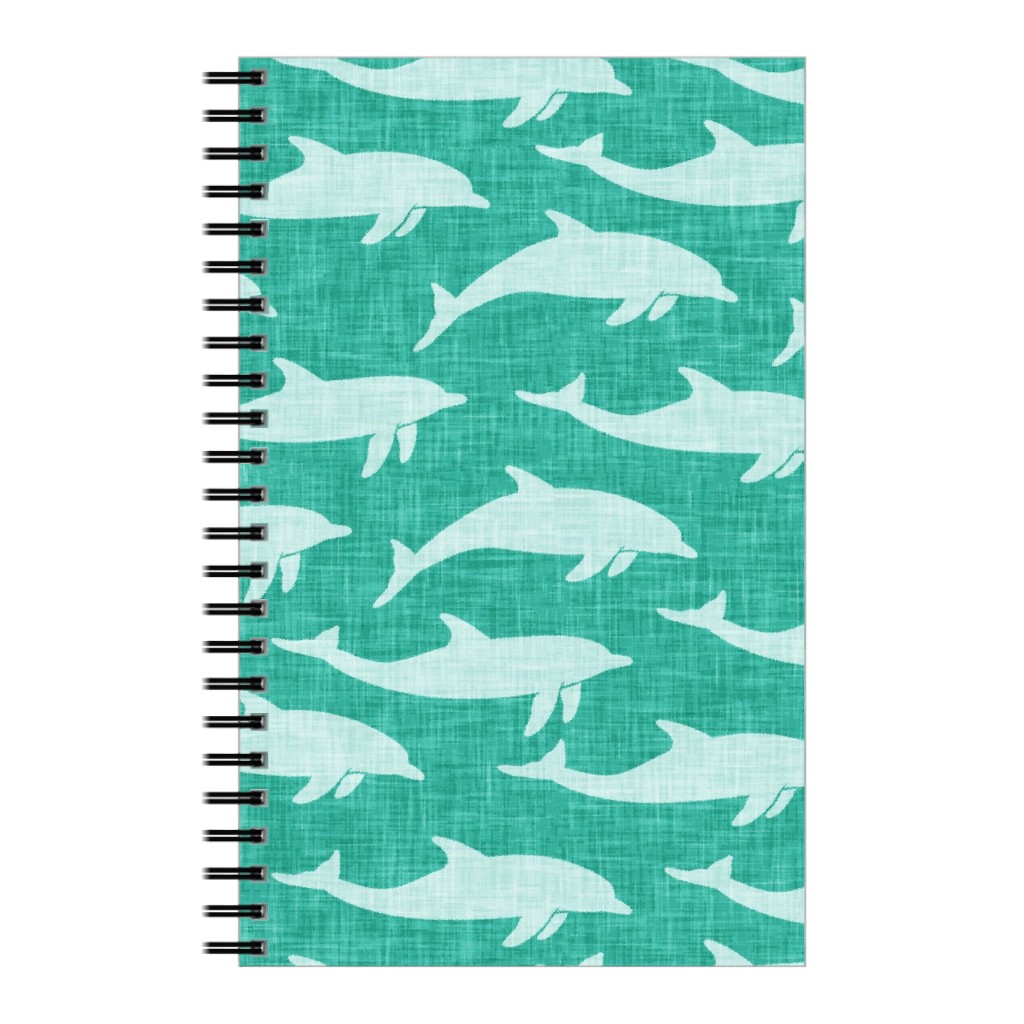 Dolphins Notebook, 5x8, Green, Sea Glass