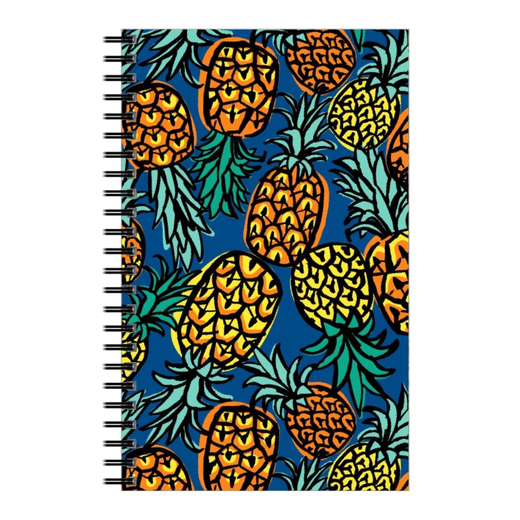 Tropical Pineapple - Blue Notebook, 5x8, Blue