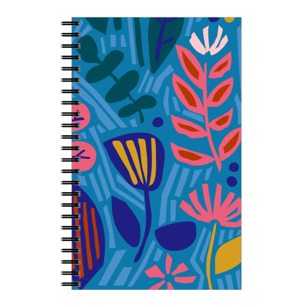 Paper Cut Floral Garden Notebook, 5x8, Multicolor, Blue Suede