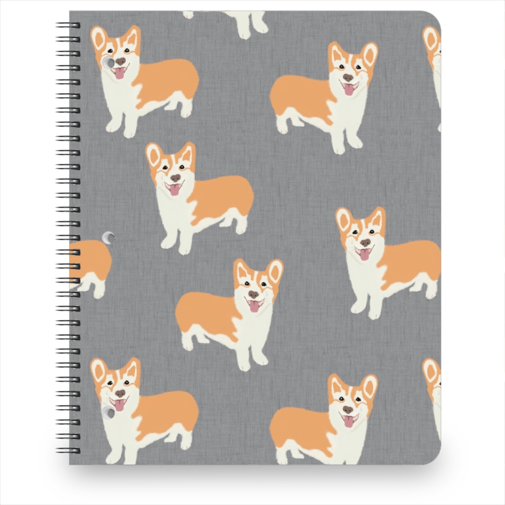 Corgi Notebook, 8.5x11, Gray, Smoke Signals