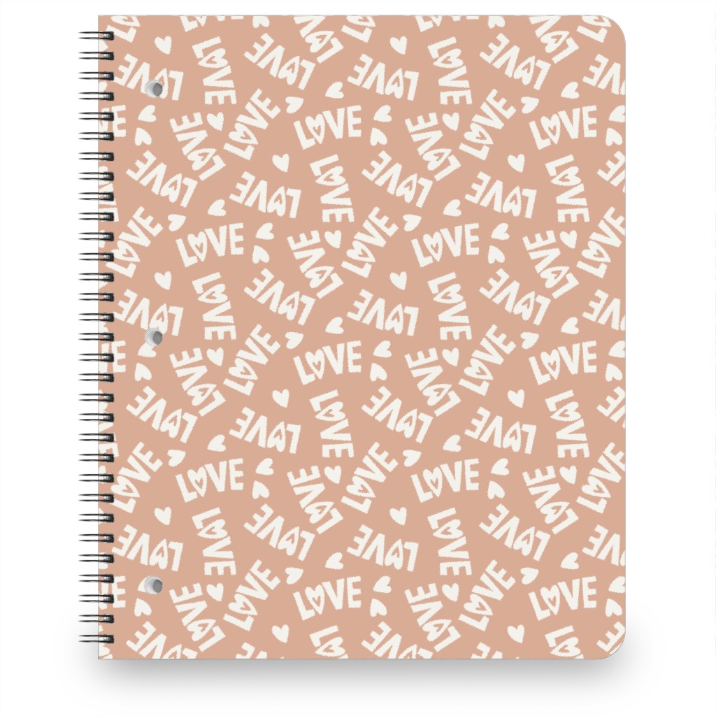 Retro Love - Muted Pink Notebook, 8.5x11, Pink, Bright Pink