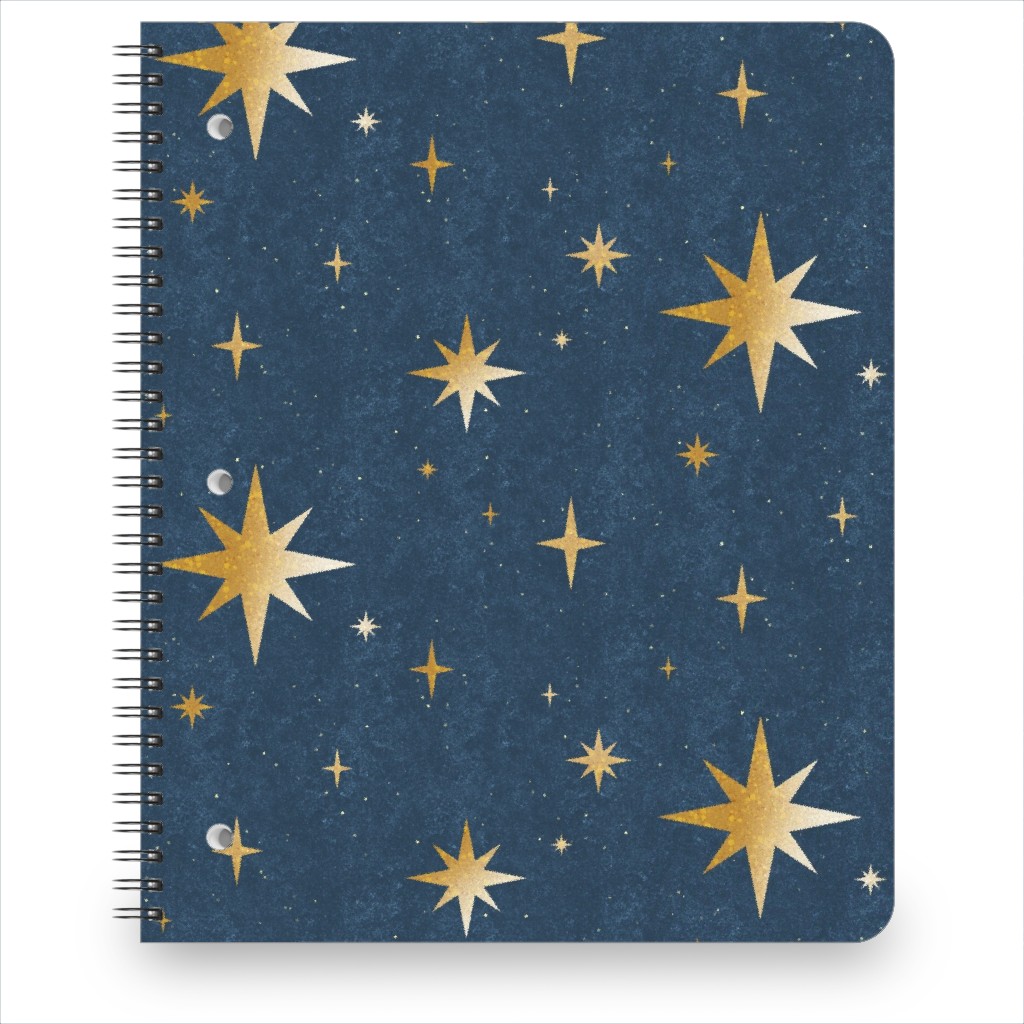 Art Deco Starbursts - Blue Notebook, 8.5x11, Blue, True Blue