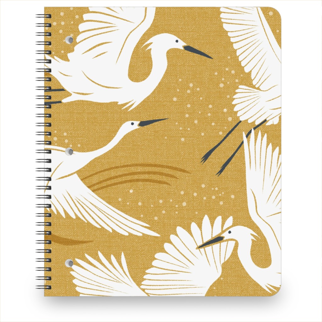 Soaring Wings Cranes Notebook, 8.5x11, Yellow, Golden