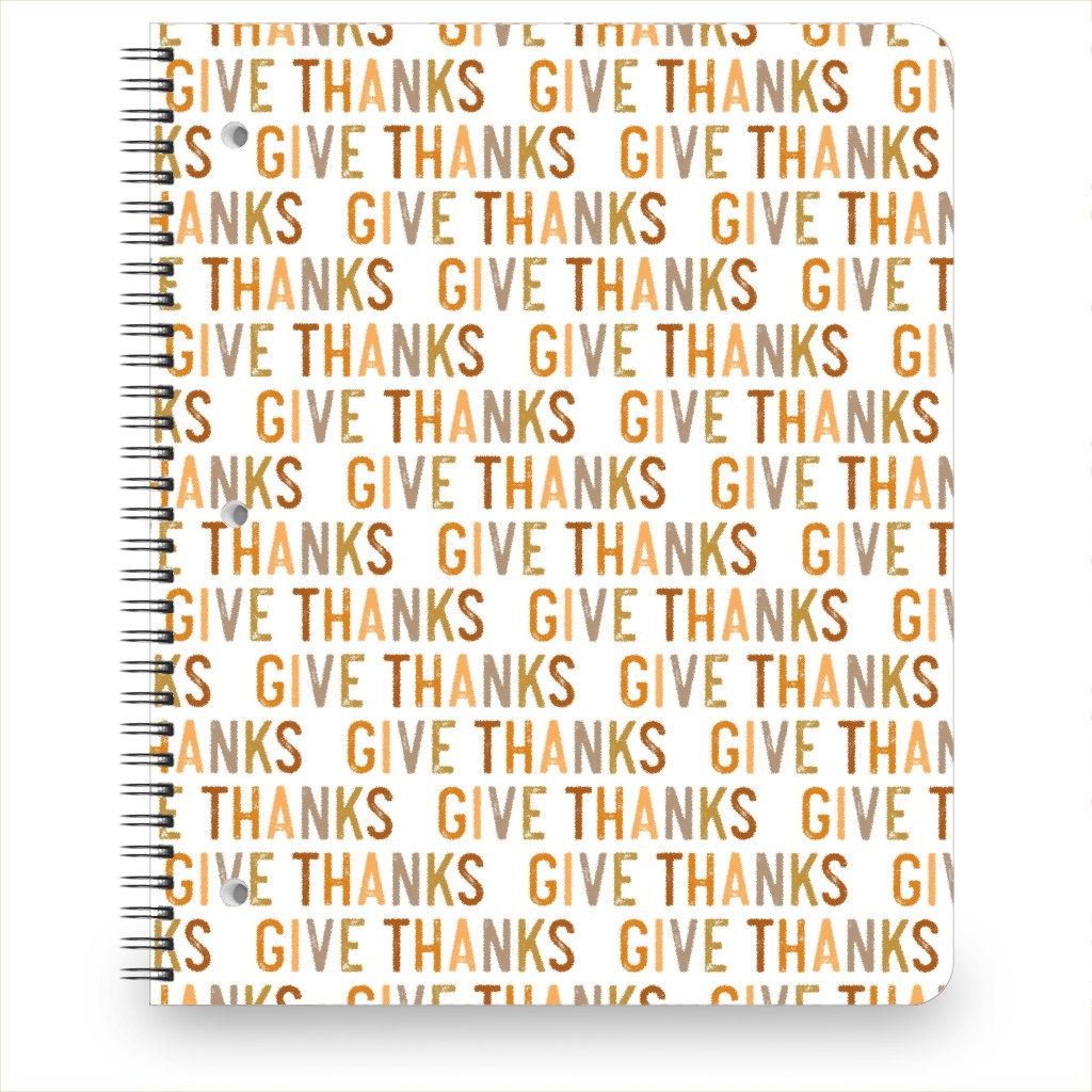 Give Thanks Notebook, 8.5x11, Beige, Antique White