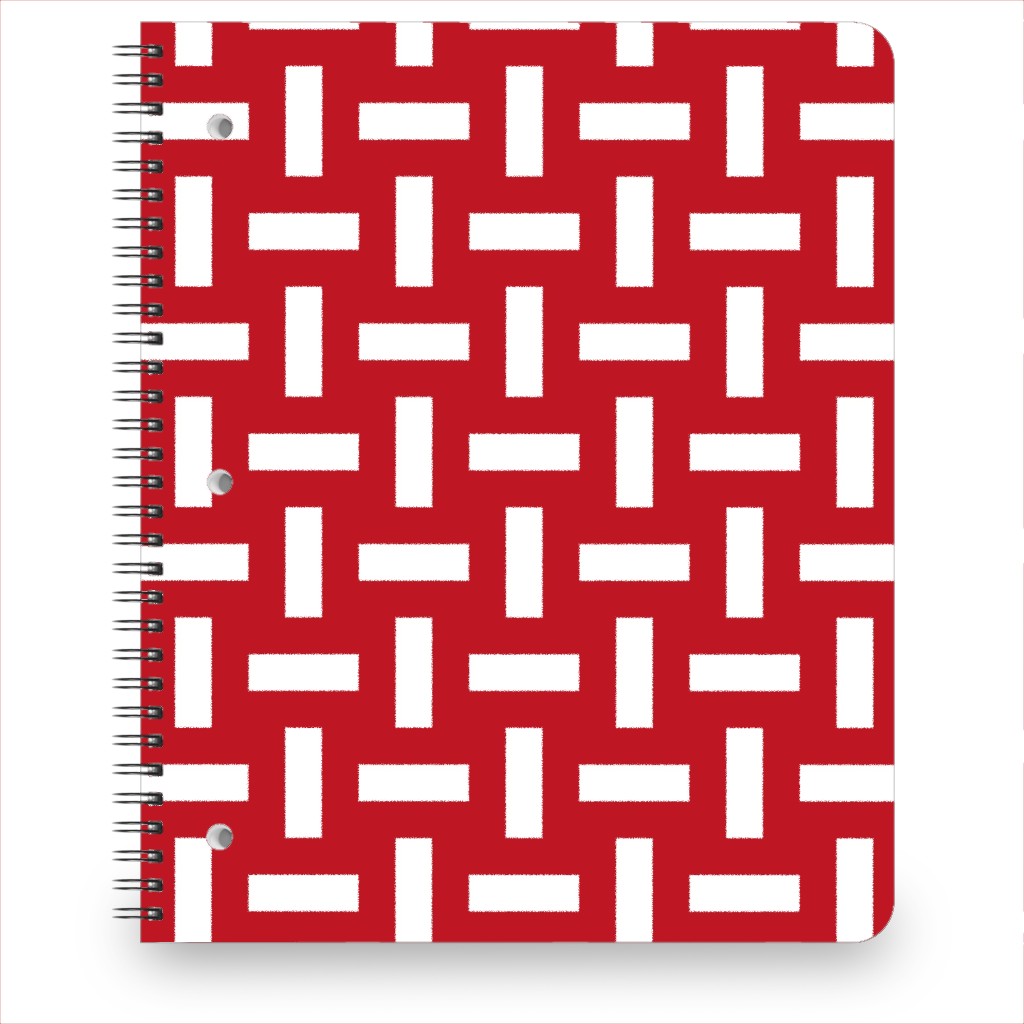 Geometrically Assembled Flag - Red Notebook, 8.5x11, Red, Red