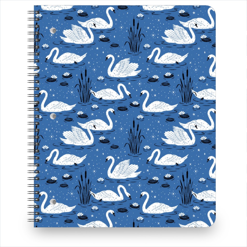 Summer Swans Notebook, 8.5x11, Blue, Blue Yonder
