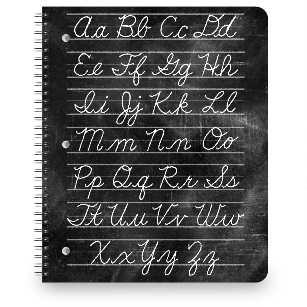 Cursive Handwriting Alphabet Notebook, 8.5x11, Black