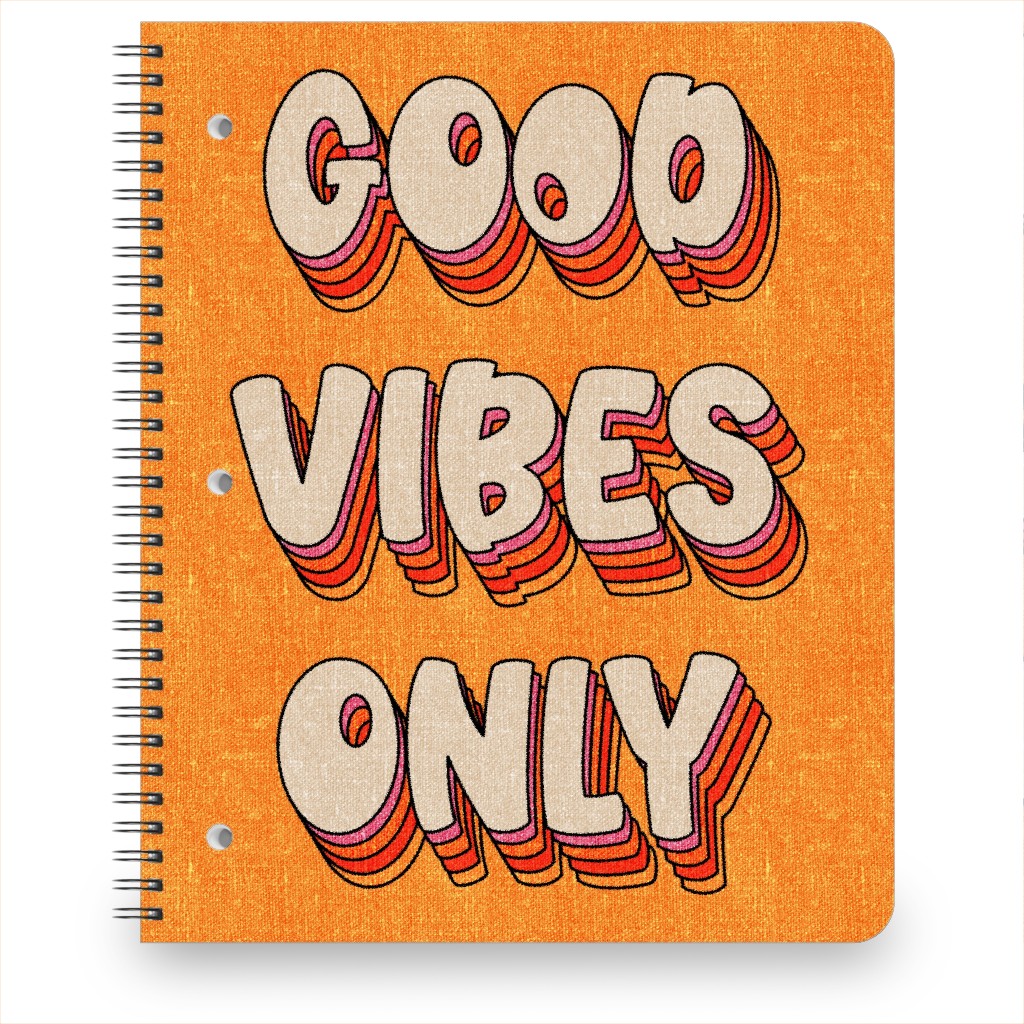 Good Vibes Only - Orange Notebook, 8.5x11, Orange, Orange