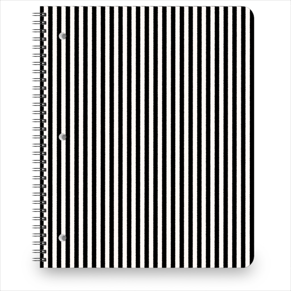 Basic Stripe - Black and Cream Notebook, 8.5x11, Black