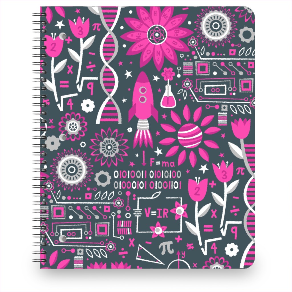 Flowers and Stem Notebook, 8.5x11, Pink, Begonia