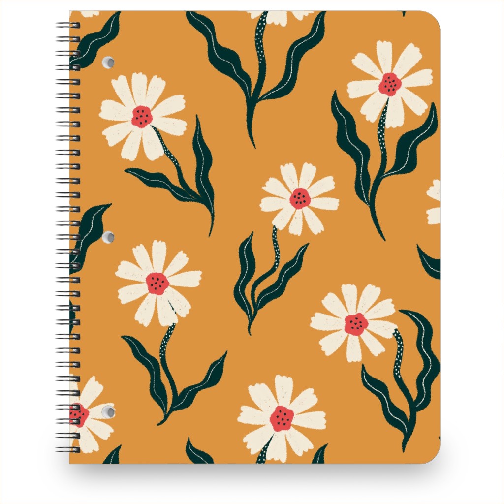 Flower Power - Orange Notebook, 8.5x11, Yellow, Classic Yellow
