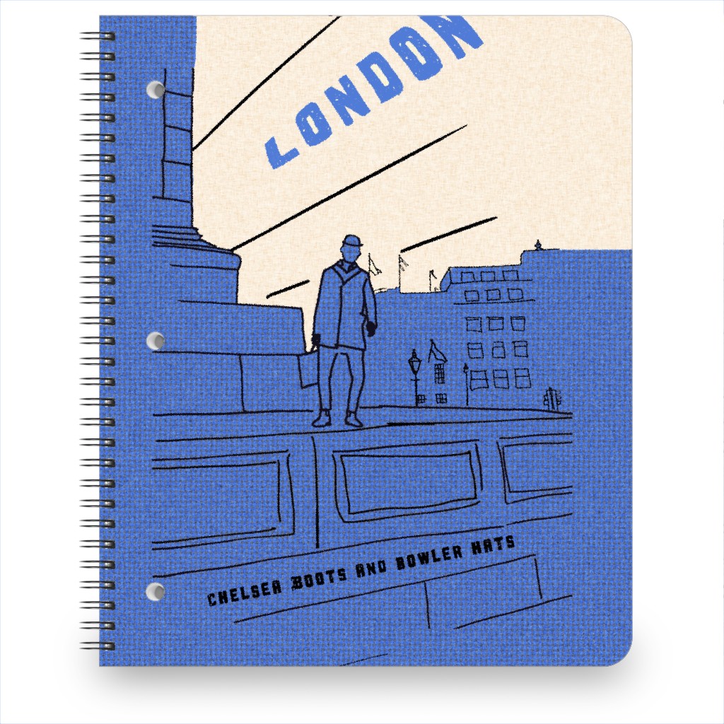 Chelsea Boots & Bowler Hats Notebook, 8.5x11, Blue