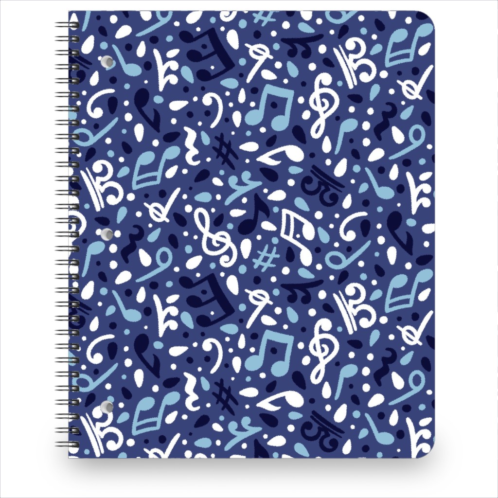 Music Notes and the Blues Notebook, 8.5x11, Blue, True Blue
