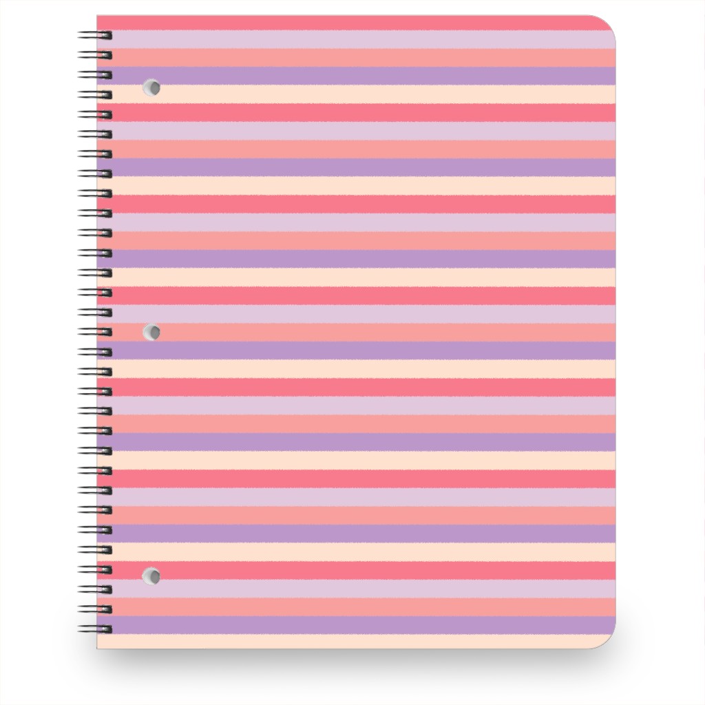 Lavender and Pink Stripe Notebook, 8.5x11, Multicolor