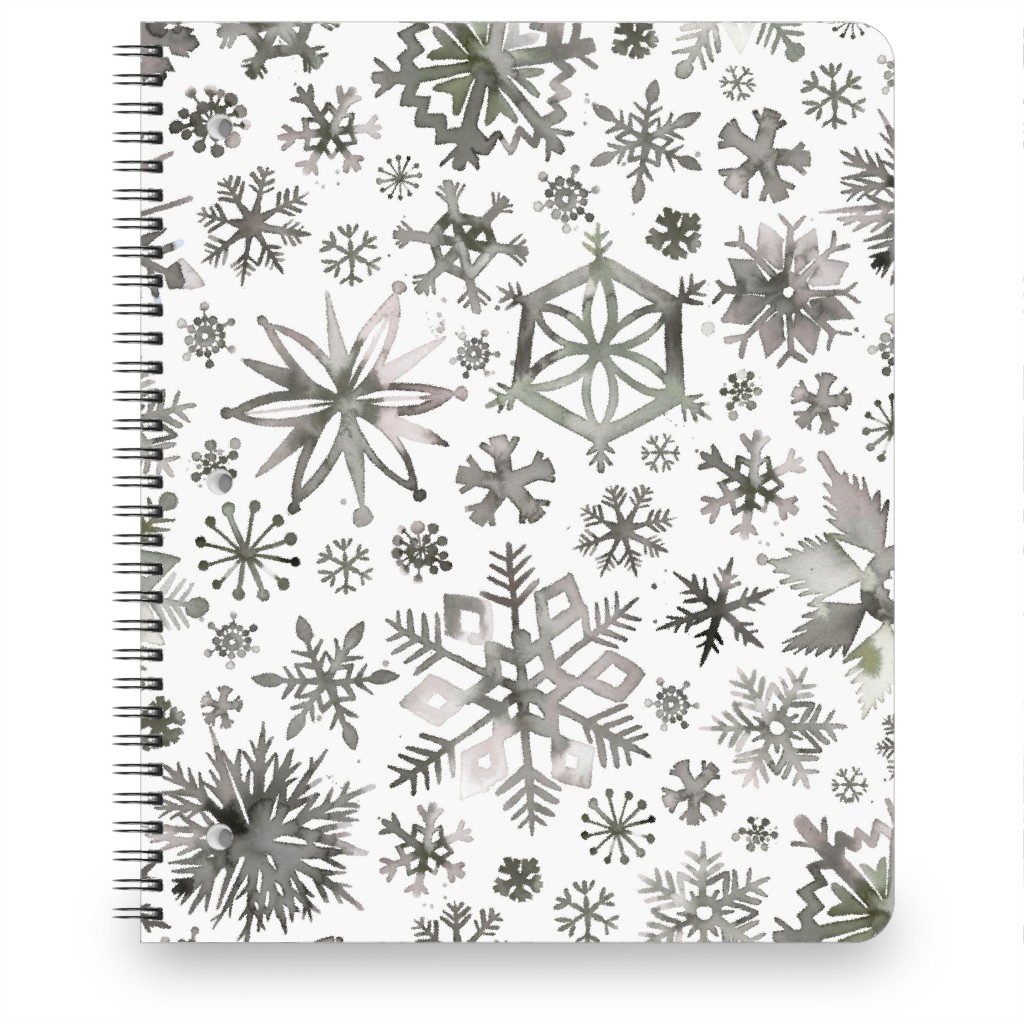 Winter Snowflakes - Gray Notebook, 8.5x11, Gray, Gray