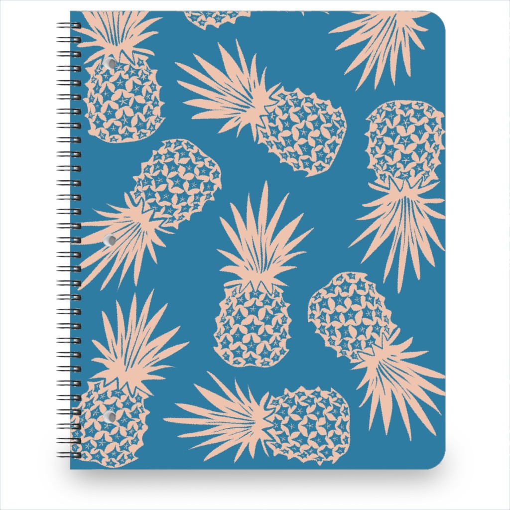 Pineapples Notebook, 8.5x11, Blue, True Blue