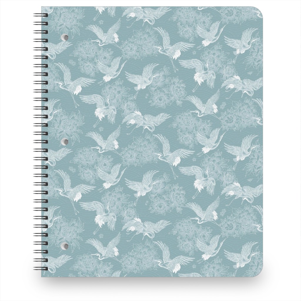 Majestic Cranes - Blue Notebook, 8.5x11, Blue
