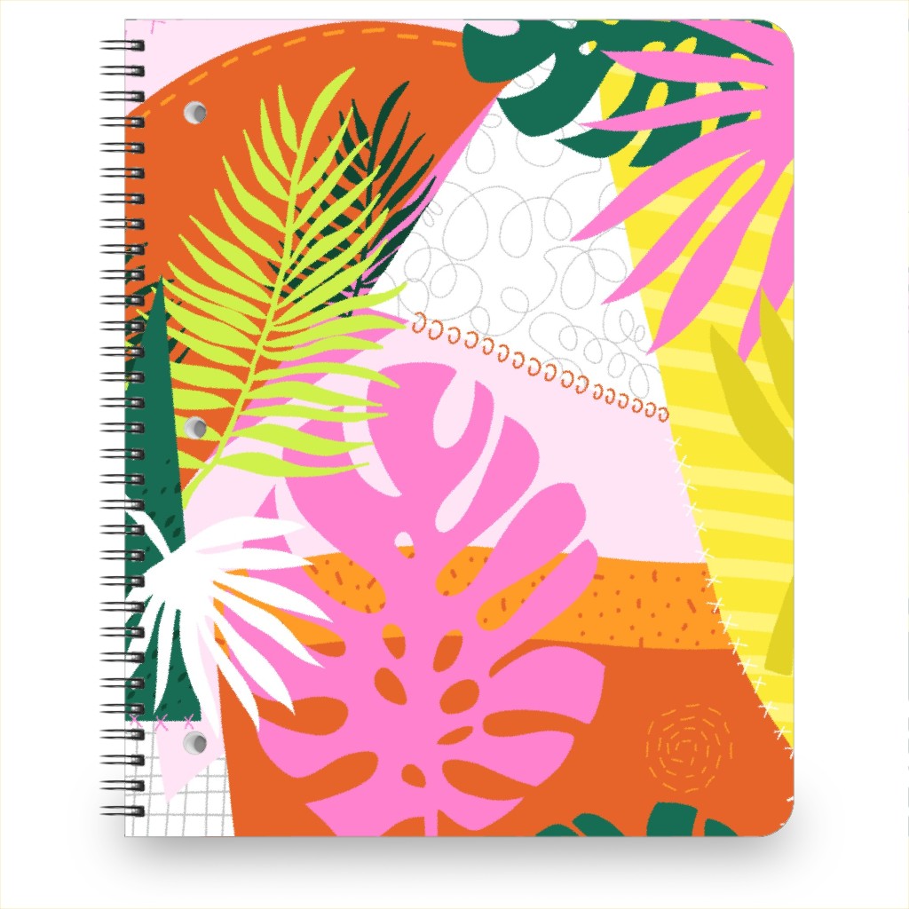 Palm Leaves Patchwork Summer Collage - Multi Notebook, 8.5x11, Multicolor