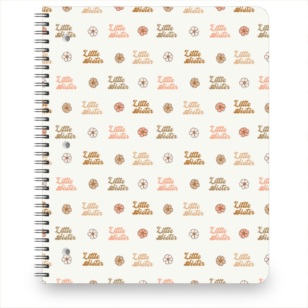 Little Sister - Retro Florals - Muted Neutral Notebook, 8.5x11, Beige