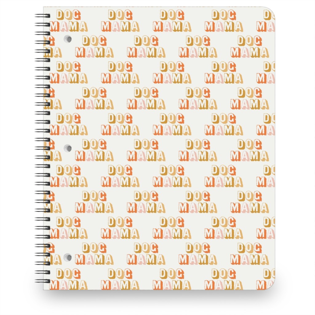 Dog Mama - Retro Vintage Text - Earthy Notebook, 8.5x11, Beige