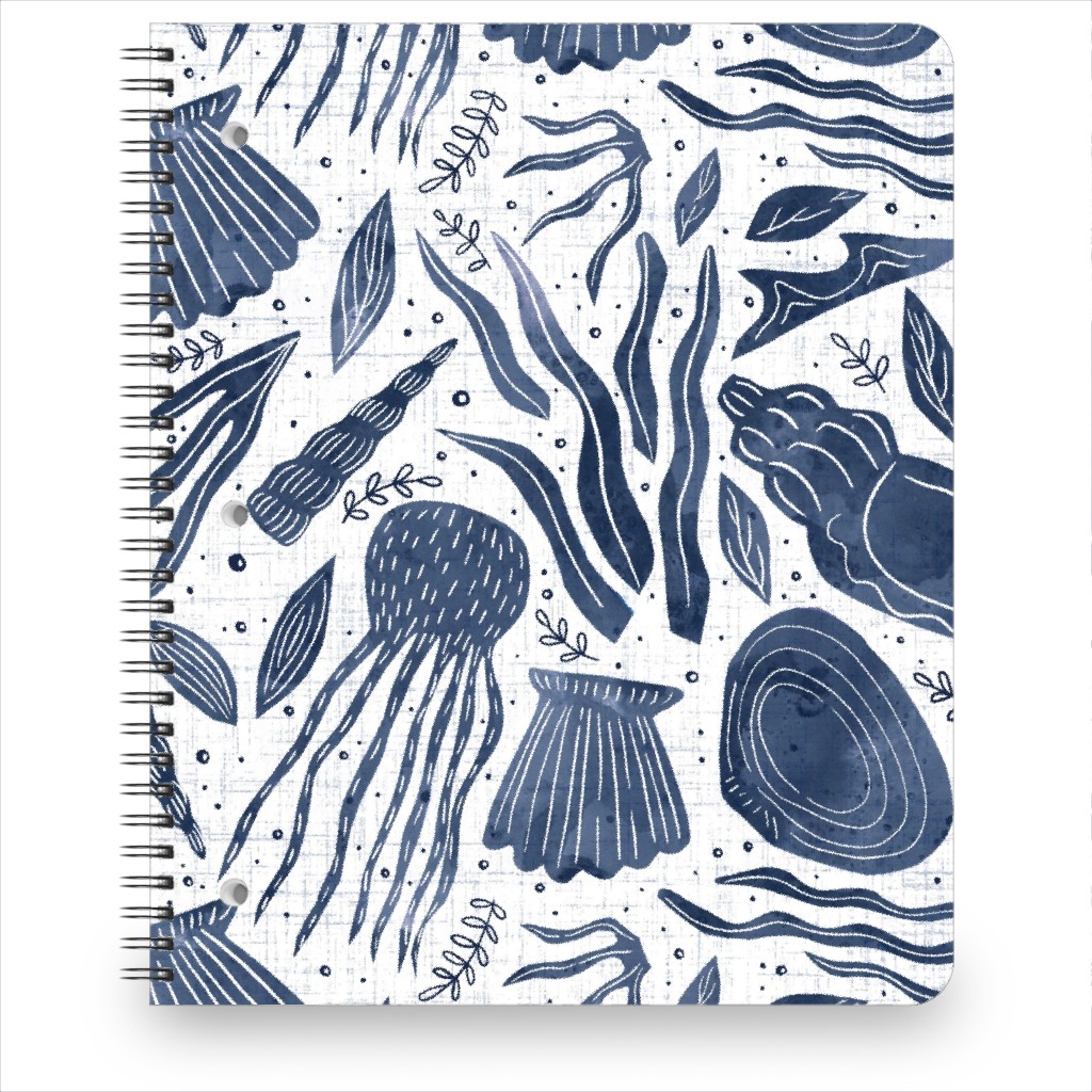 Sea Shells - Navy Notebook, 8.5x11, Blue