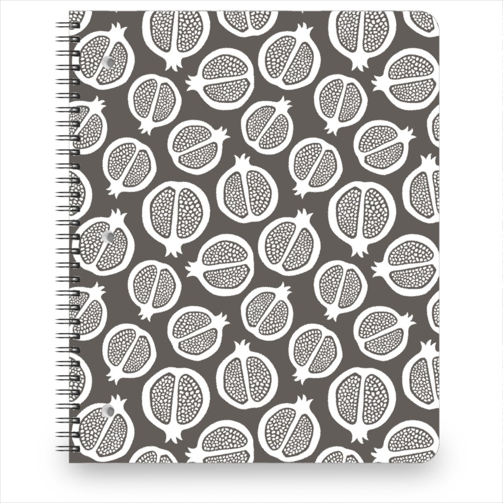 Pomegranate - Black & White Notebook, 8.5x11, Gray, Gray