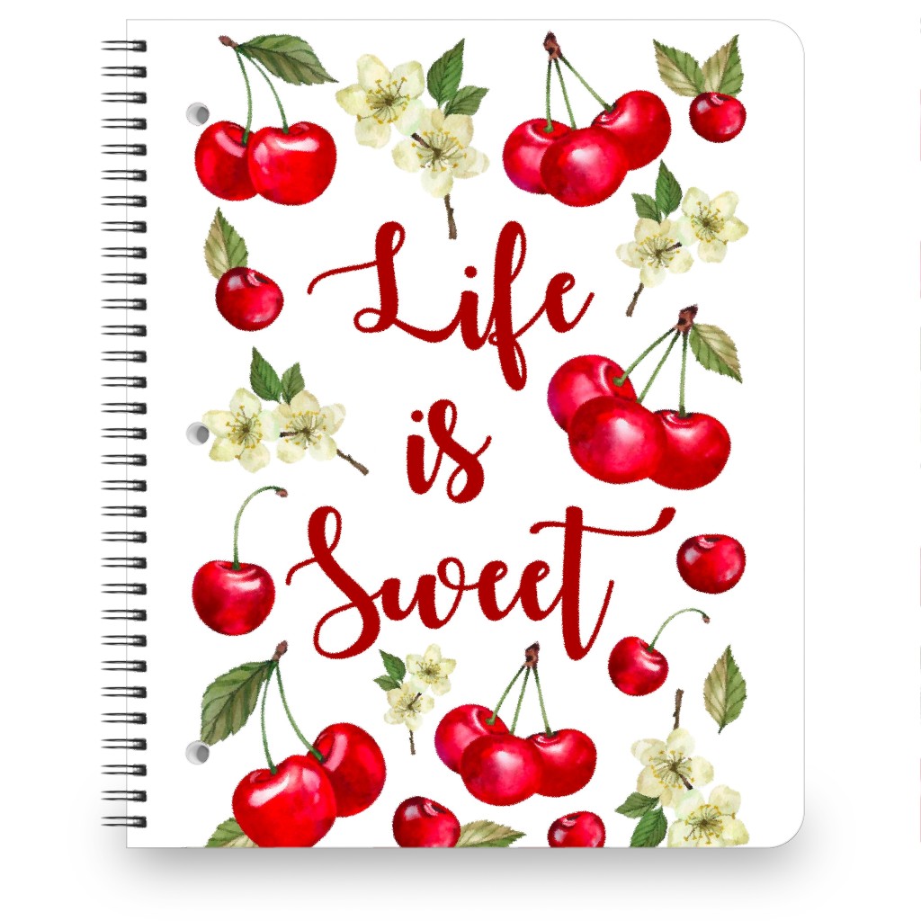 Life Is Sweet Notebook, 8.5x11, Red, Scarlet